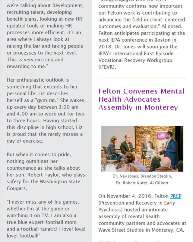Felton Institute November 2016 Newsletter section 5. 