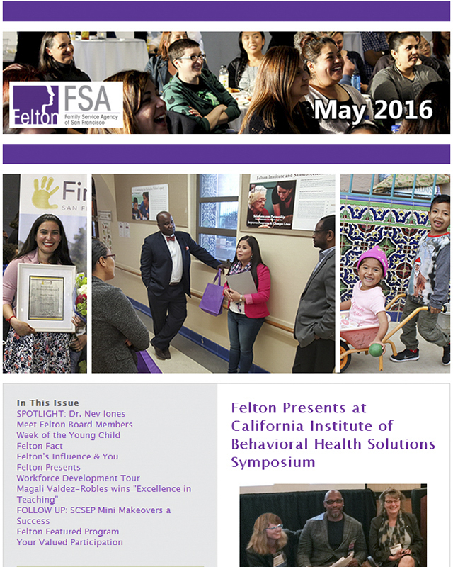 Felton Institute's May 2016 newsletter, section 1. 