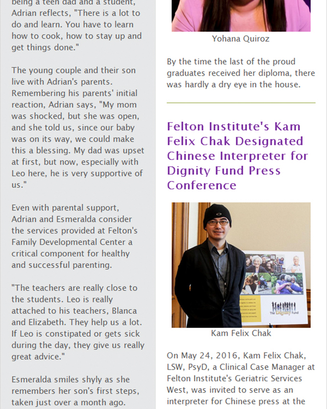 June 2016 Felton Institute Newsletter section 8. 