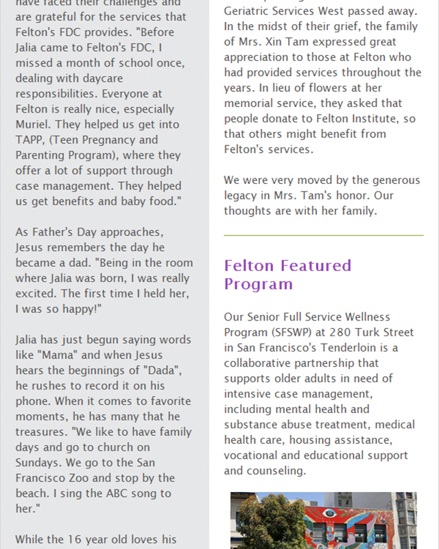 June 2016 Felton Institute Newsletter section 11. 