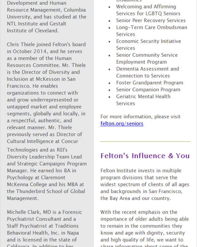 June 2016 Felton Institute Newsletter section 14. 