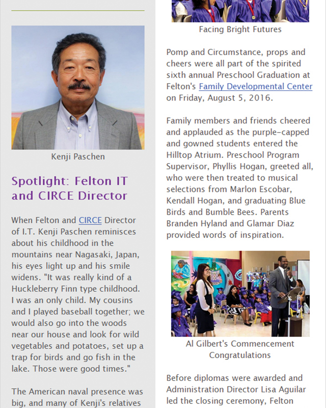 One section of the August 2016 Felton Institute newsletter. 