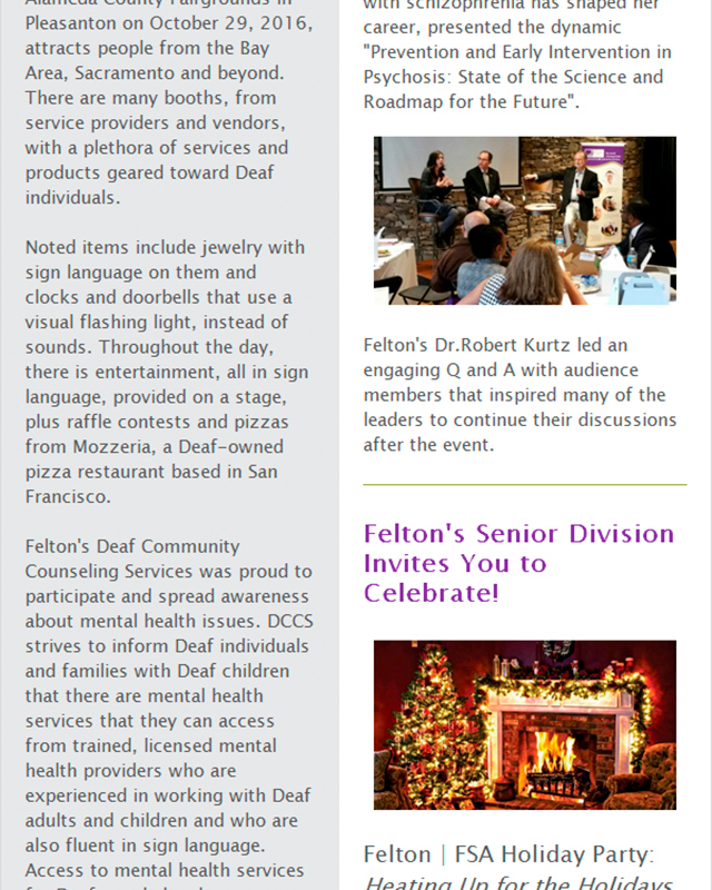 Felton Institute November 2016 Newsletter section 7. 