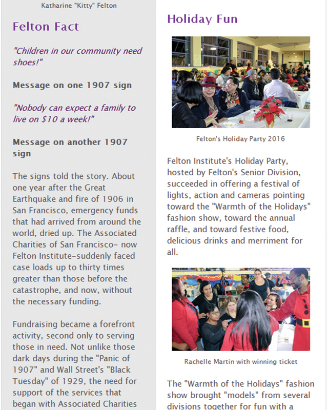 Felton Institute December 2016 Newsletter section 8. 