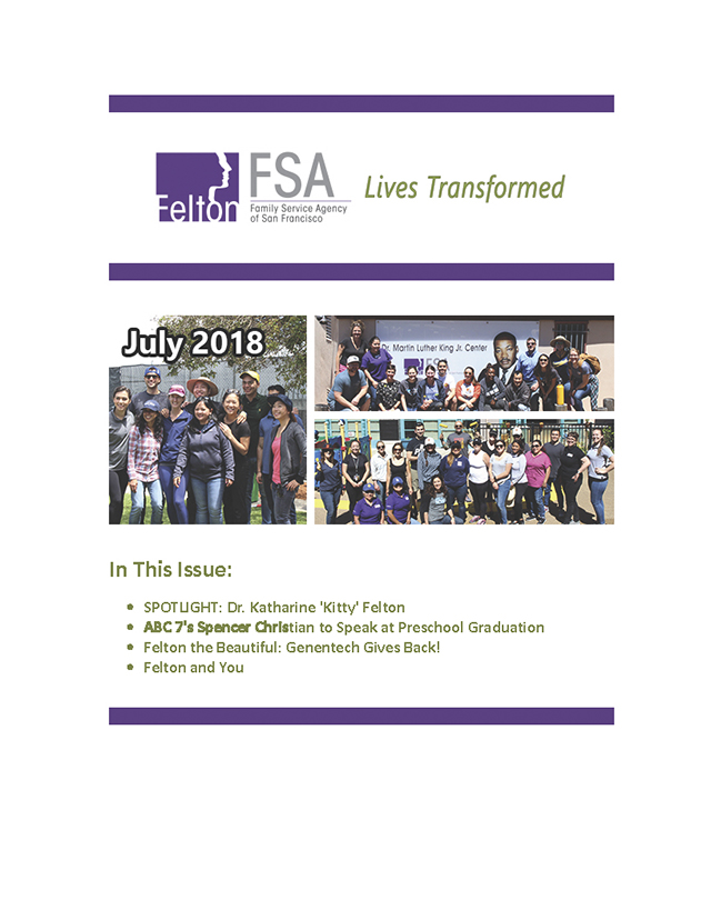 Felton Newsletter for July 2018 - Page 01. 