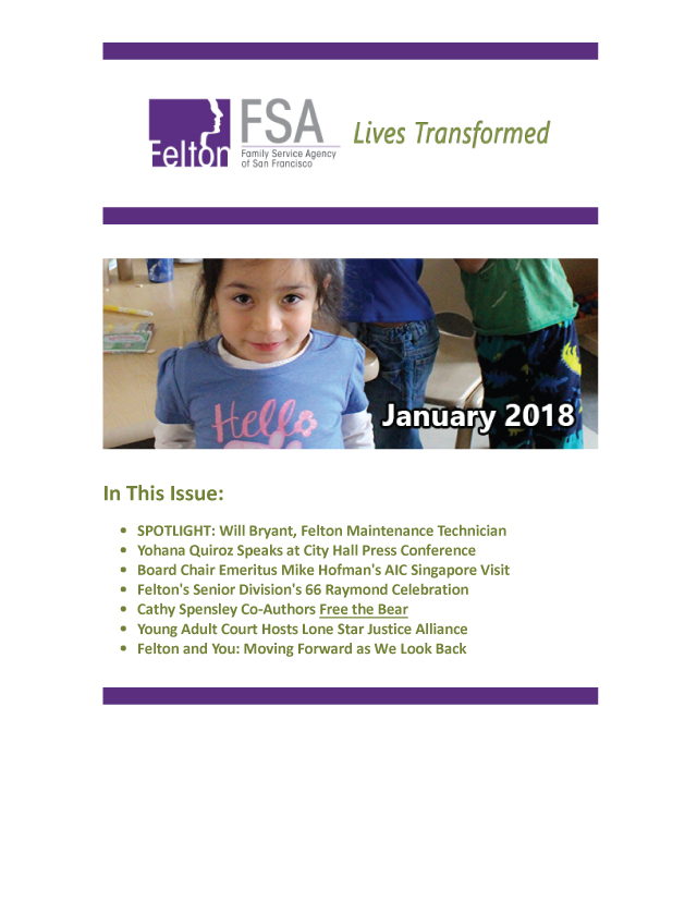 Felton Newsletter for January 2018 - Page 01. 