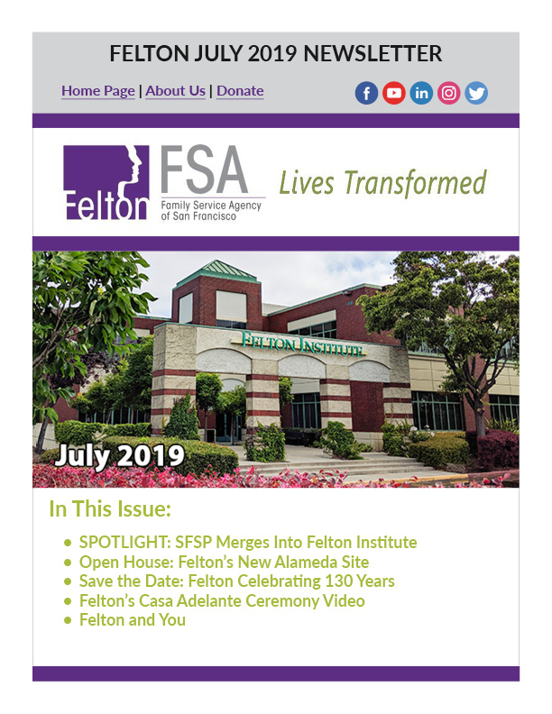 Enjoy Your July 2019 Newsletter from Felton Institute | FSA