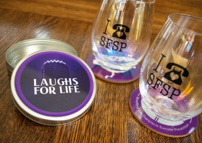 Coasters and glasses, Fundraising Event, Laughs for Life Swag